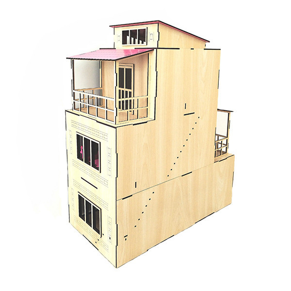 اسباب بازی مدل خانه عروسکی B طرح چوبی سه طبقه