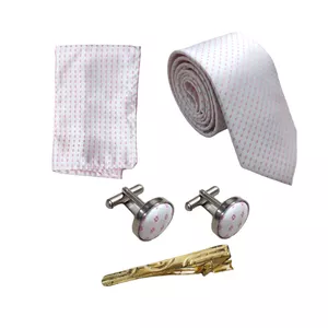 ست کراوات و دستمال جیب و دکمه سردست گیره کراوات مردانه مدل PC630