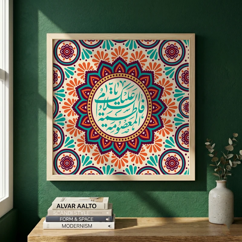 تابلو طرح ولادت امام رضا (ع) مدل G15026 فریم کرم روشن