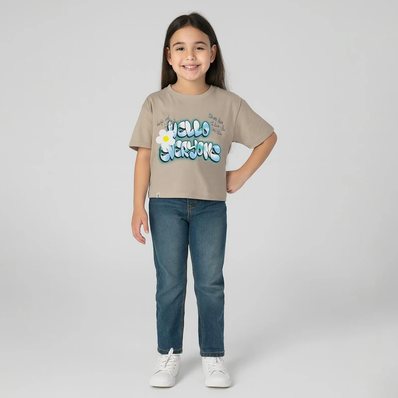 تی شرت آستین کوتاه دخترانه سون پون مدل G899