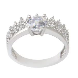 انگشتر نقره زنانه  بازرگانی میلادی مدل تک نگین جواهری فول نگین کد AWR_905