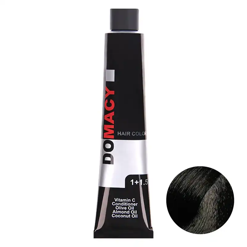 رنگ مو دوماسی سری زیتونی شماره 4.8 حجم 120 میلی لیتر رنگ قهوه ای زیتونی متوسط