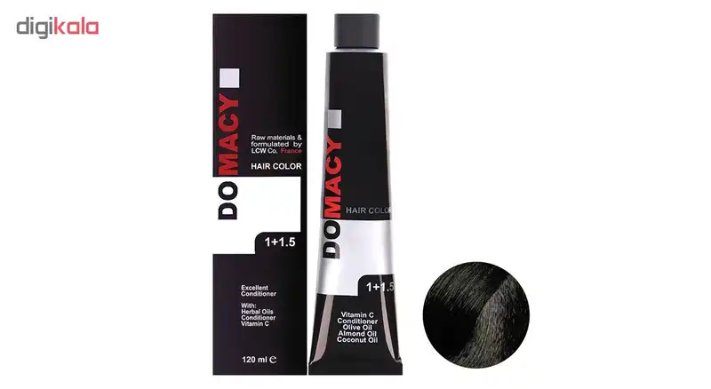 رنگ مو دوماسی سری زیتونی شماره 4.8 حجم 120 میلی لیتر رنگ قهوه ای زیتونی متوسط