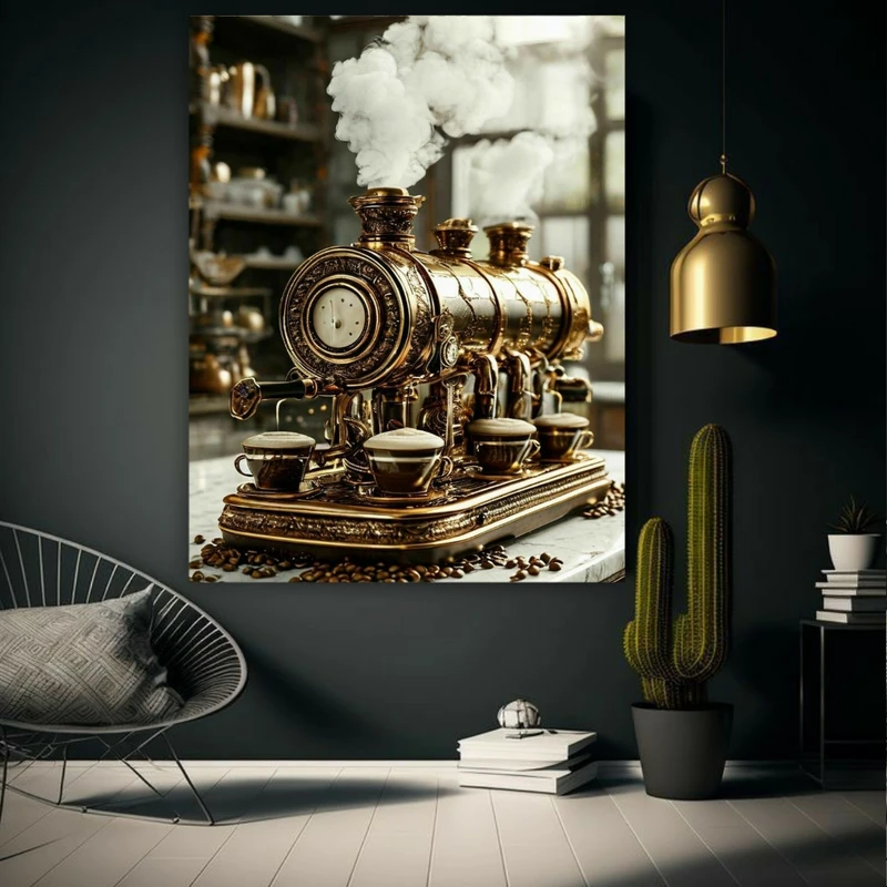 تابلو بوم مخمل طرح قهوه ساز قدیمی مدل دیپ کد FP105656