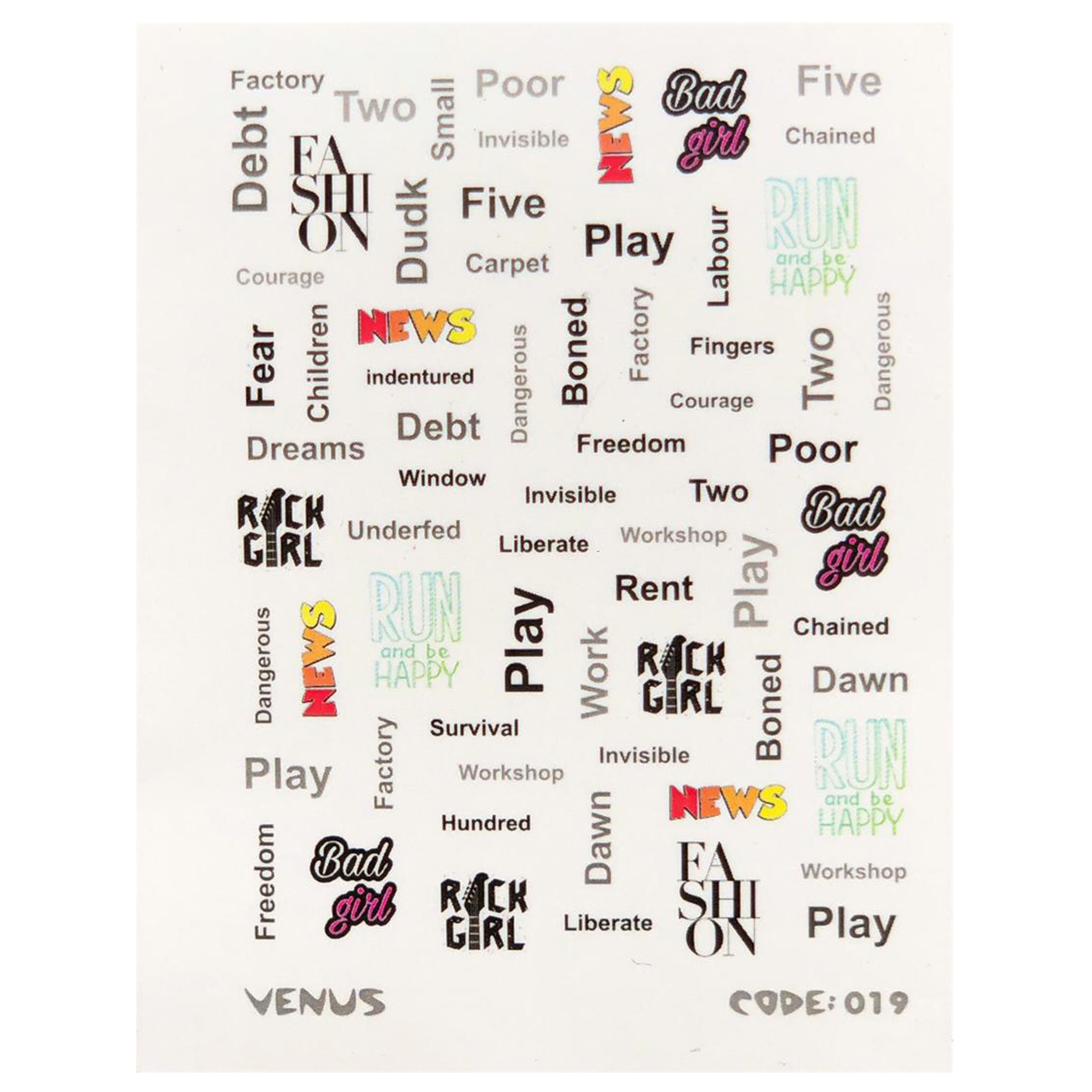 برچسب لنز ناخن مدل ونوس کد 019