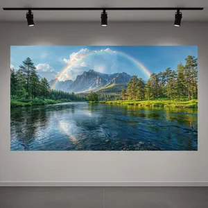 پوستر پارچه ای طرح مخمل رودخانه و طبیعت مدل کوهستان کد AR3059453