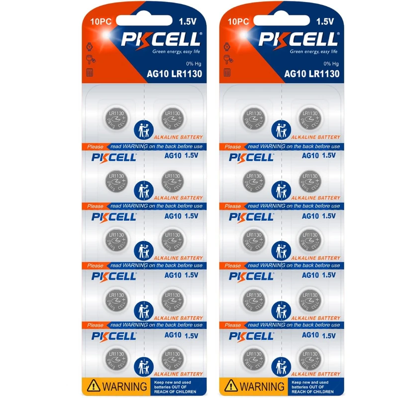 باتری سکه ای پی‌کی سل مدل AG10 LR1130 ولت 1.5 مجموعه 20 عددی