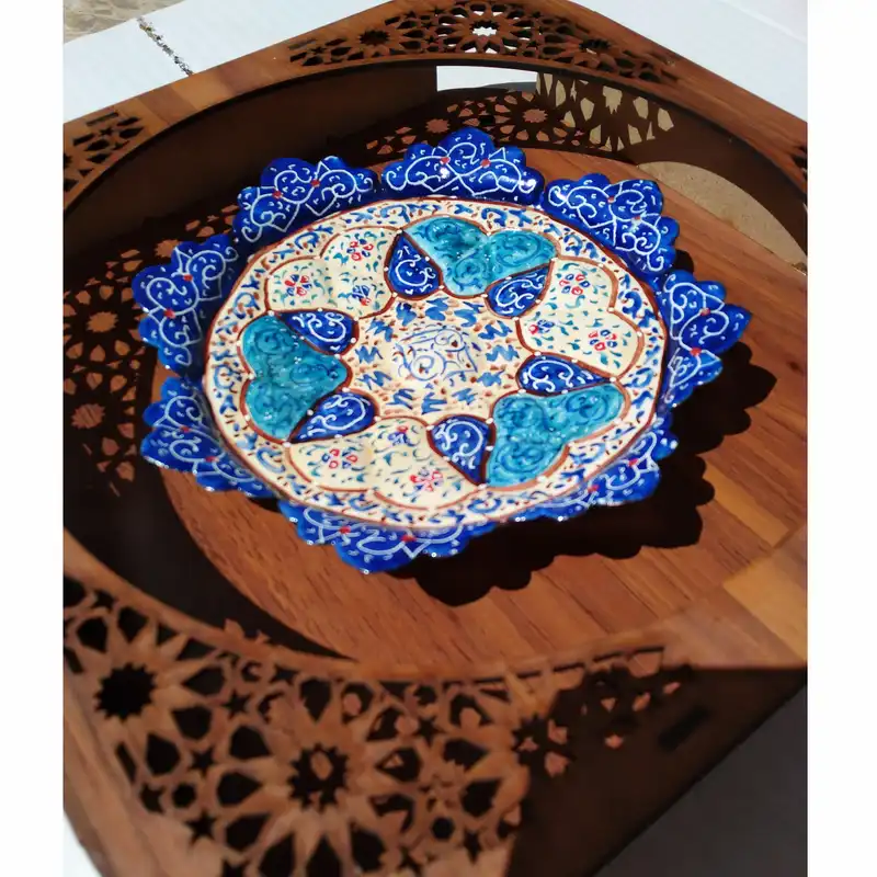 بشقاب میناکاری مدل گل کد 123333