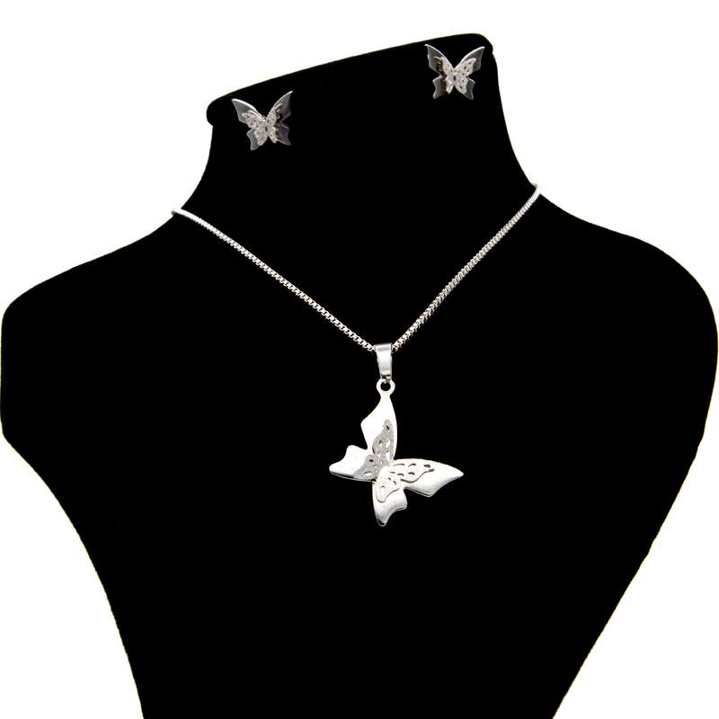 نیم ست بهارگالری مدل SIilver Butterfly کد S209025