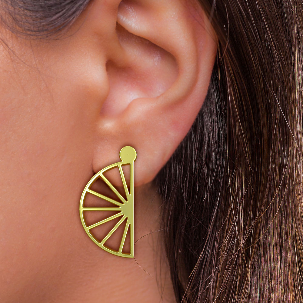 گوشواره طلا 18 عیار زنانه مدوپد مدل نیم دایره کد GA1-10334