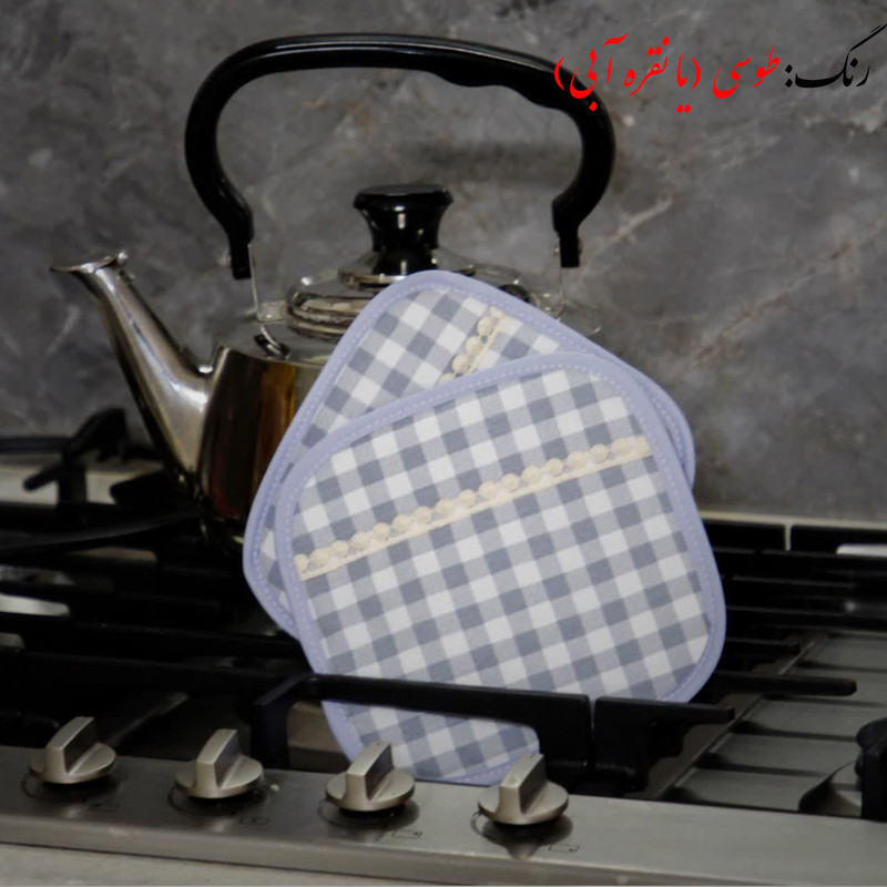 دستگیره قابلمه نساجی دُر هنر یزد مدل چهارخانه cotton بسته 4 عددی