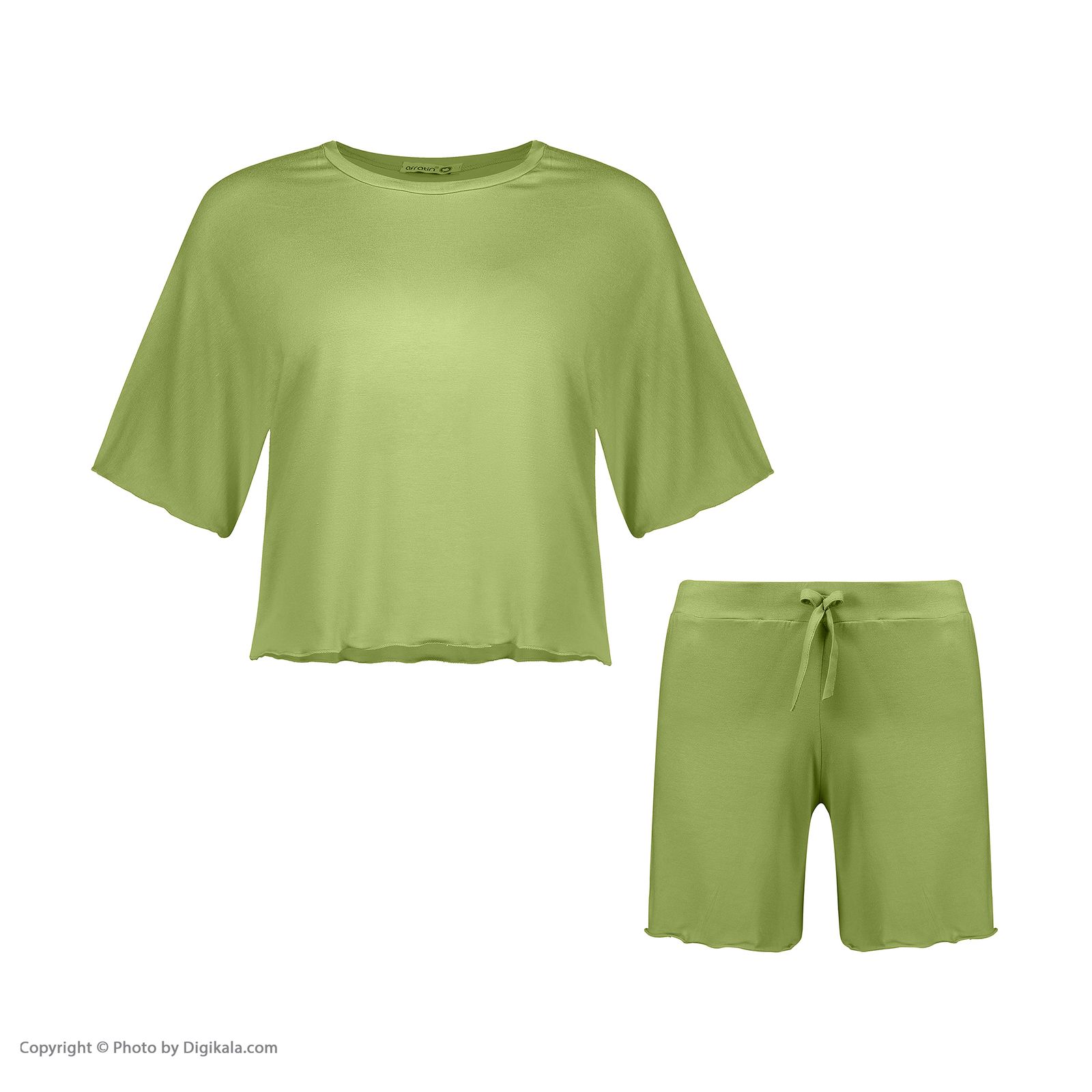 ست تیشرت و شلوارک زنانه افراتین مدل آرام رنگ سبز -  - 2