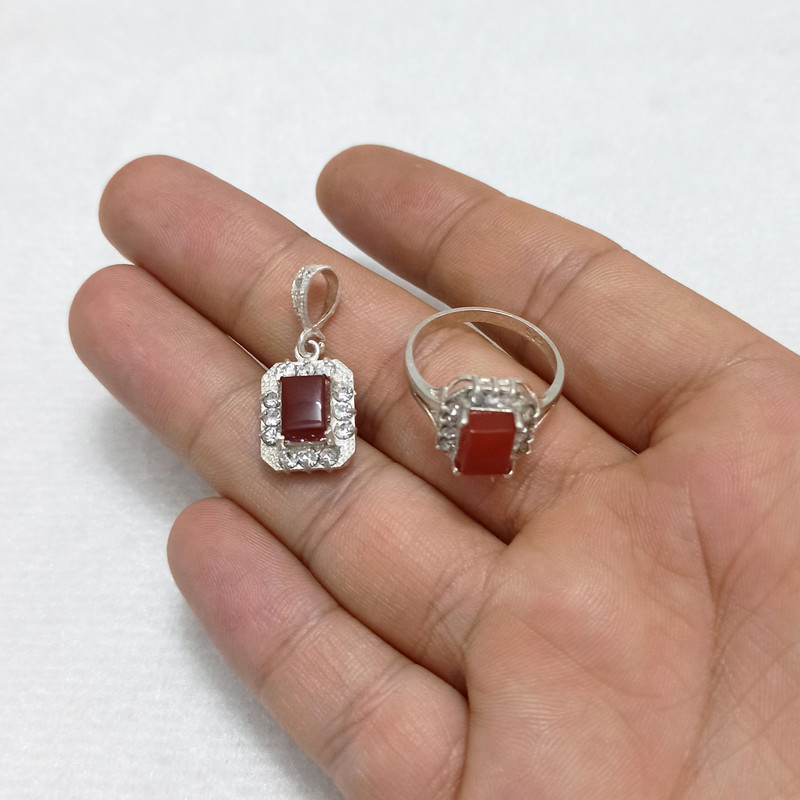 نیم ست نقره زنانه سلین کالا مدل عقیق کد ce-shs6