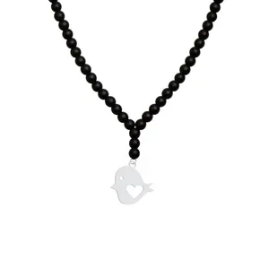 گردنبند نقره زنانه هایکا مدل پرنده و قلب کد n.ha1-119