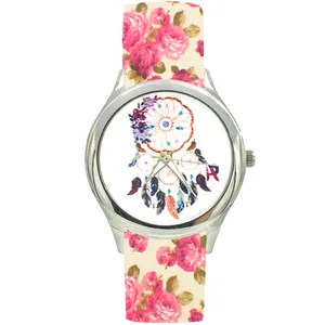 ساعت مچی عقربه ای زنانه مدل بند پارچه ای کد 4208