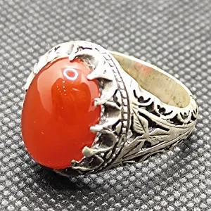 انگشتر نقره مردانه مدل سنگ عقیق خراسان کد P830