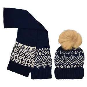 ست کلاه و شال گردن بافتنی بچگانه مدل P-1402