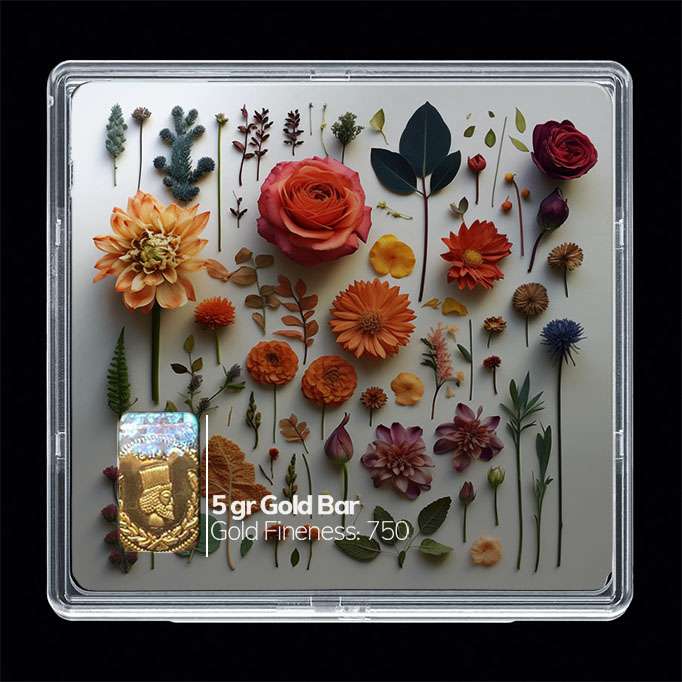 شمش طلا 18 عیار مدوپد مدل گل کد SG10434 شمش طلا 18 عیار مدوپد مدل گل کد SG10434