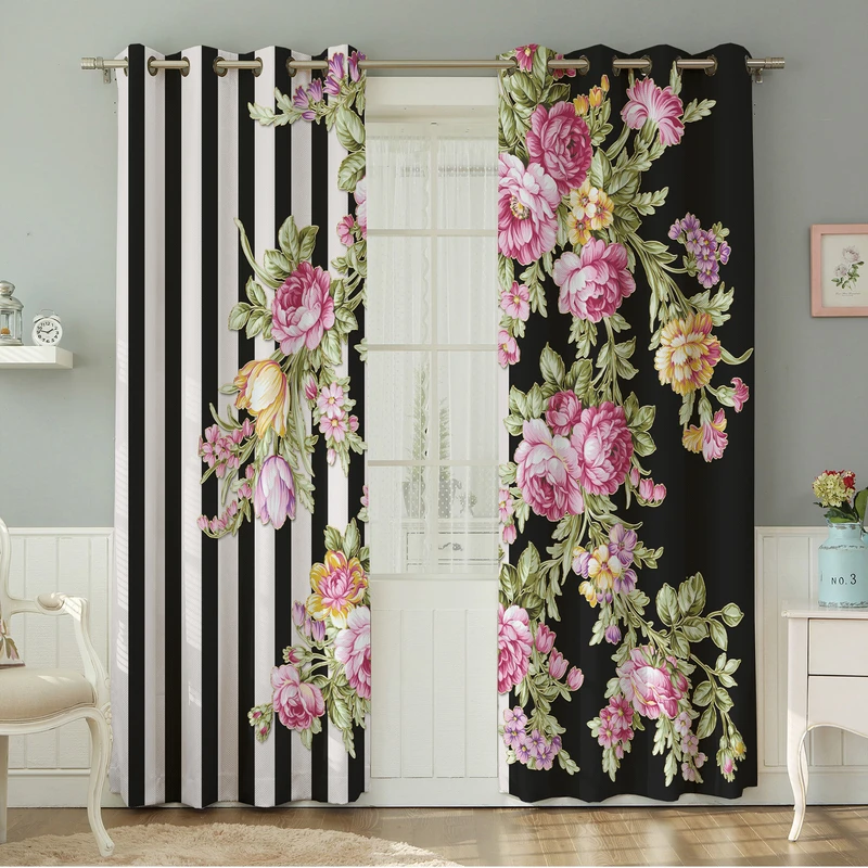 پرده نیروانا طرح  گل مدل هازان کد 4528 سایز 140×280 سانتی متر