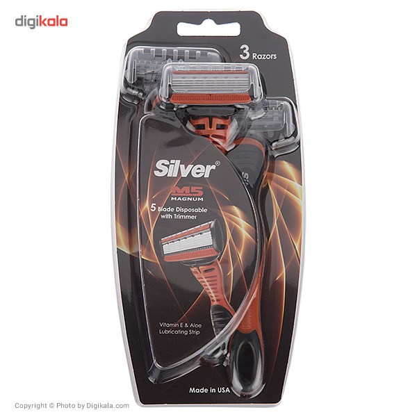خود تراش مردانه 3 عددی سیلور مدل Magnum M5
