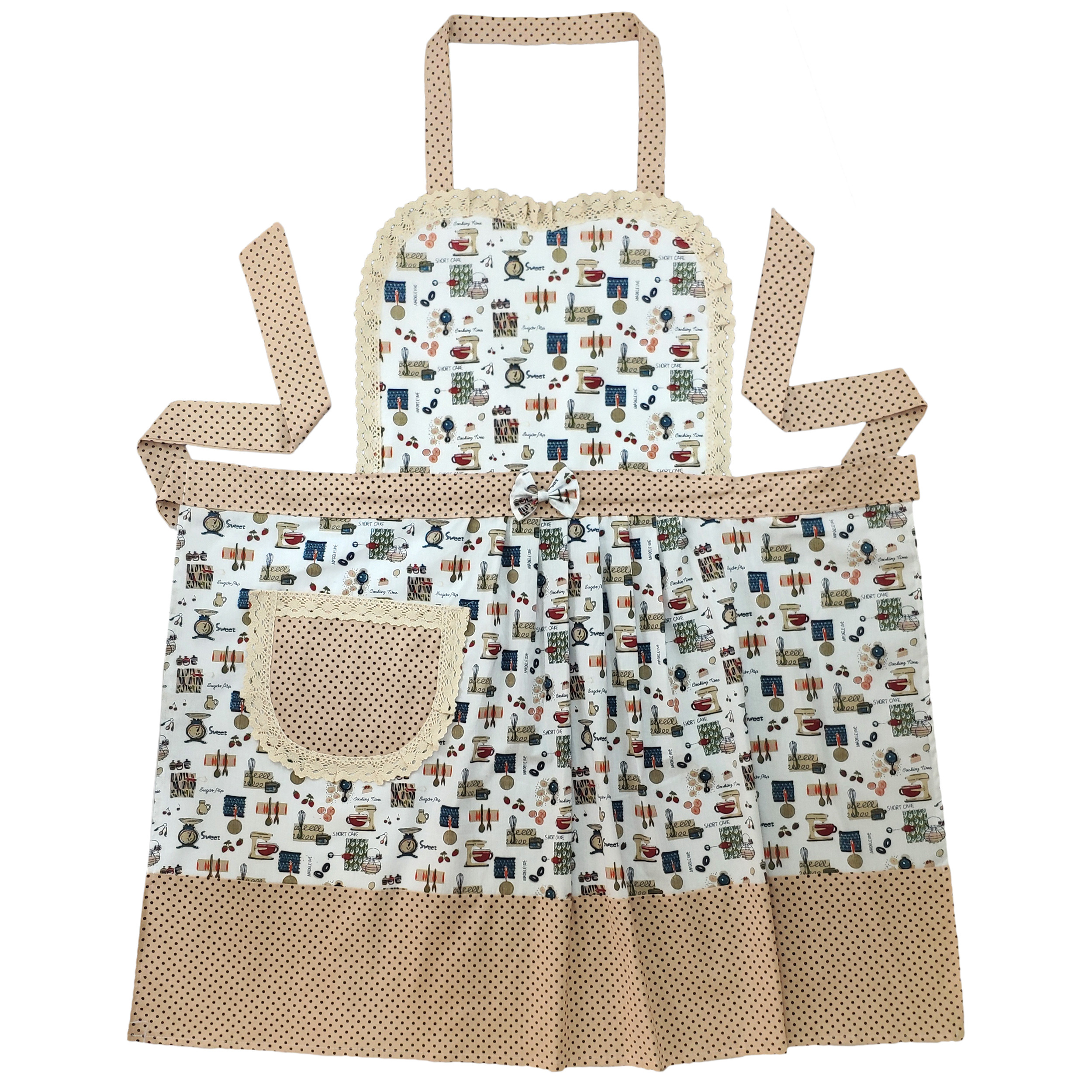 پیش بند آشپزخانه منسوجات خسروشاهی برتر مدل چیندار طرح آلفا کد P1009