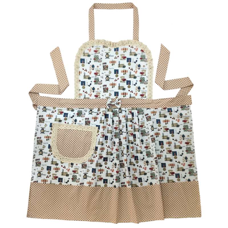 پیش بند آشپزخانه منسوجات خسروشاهی برتر مدل چیندار طرح آلفا کد P1009