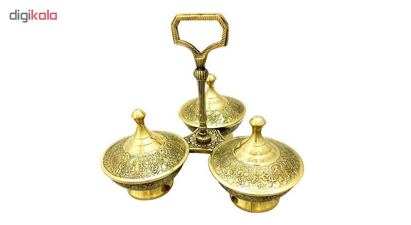 قندان برنجی سه بر طرح طاووس مدل 01
