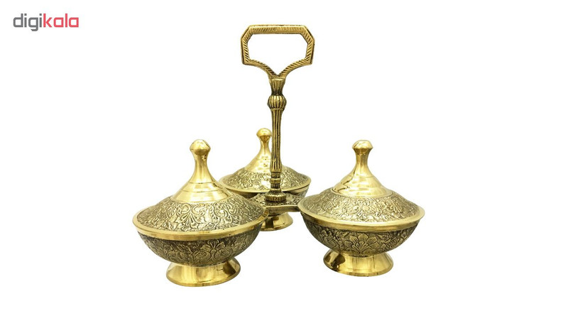 قندان برنجی سه بر طرح طاووس مدل 01
