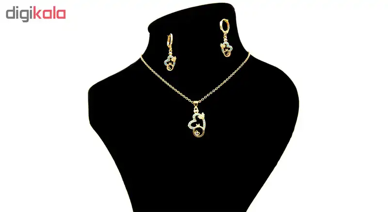 نیم ست زد جی جولری مدل قلب و شاپرک سولیتر