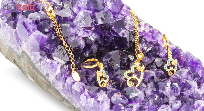 نیم ست زد جی جولری مدل قلب و شاپرک سولیتر