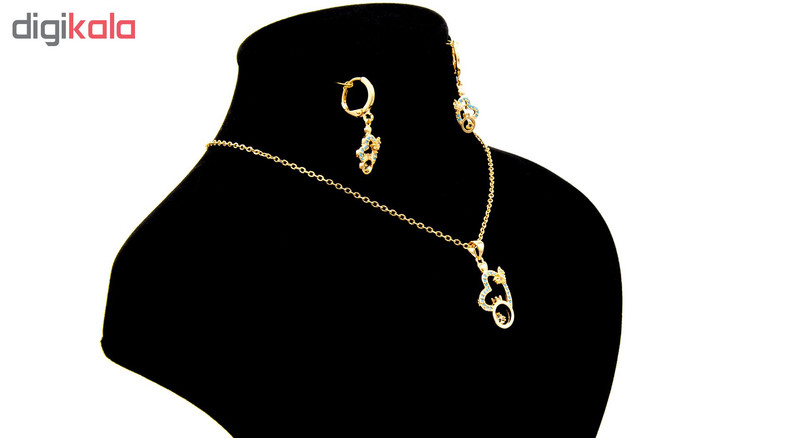 نیم ست زد جی جولری مدل قلب و شاپرک سولیتر