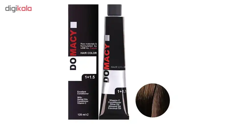 رنگ مو دوماسی سری فندقی شماره 5.74 حجم 120 میلی لیتر رنگ قهوه ای فندقی روشن