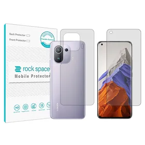 Rockspace transparent screen protector HyGEL model suitable for Xiaomi Mi 11 Pro mobile phone along with the back of the phone
