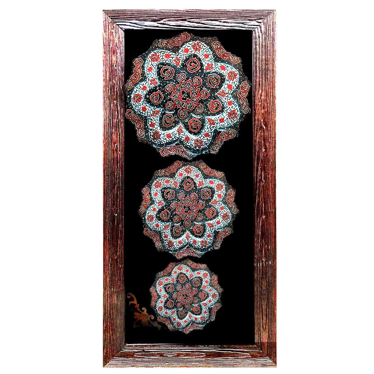 بشقاب میناکاری آسمانی طرح ستاره آتش مدل 3D-4 مجموعه سه عددی