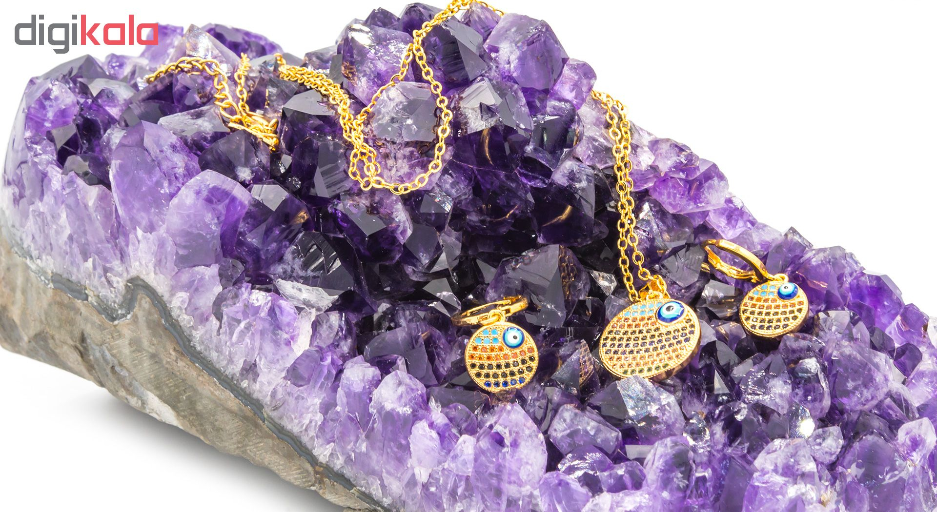 نیم ست زد جی جولری مدل چشم نظر رنگین کمان