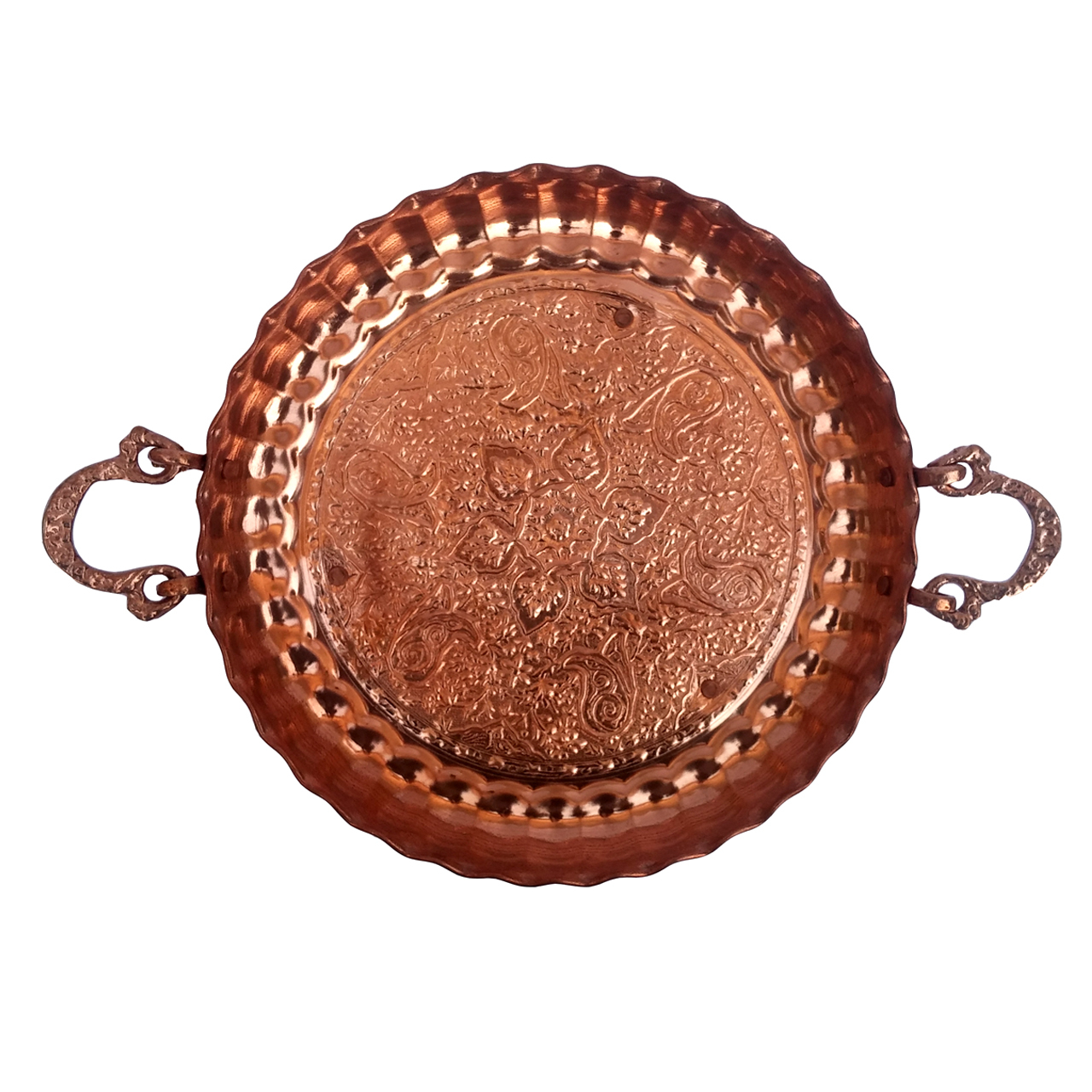 سینی مسی مدل ترمه قطر 30 سانتی متر