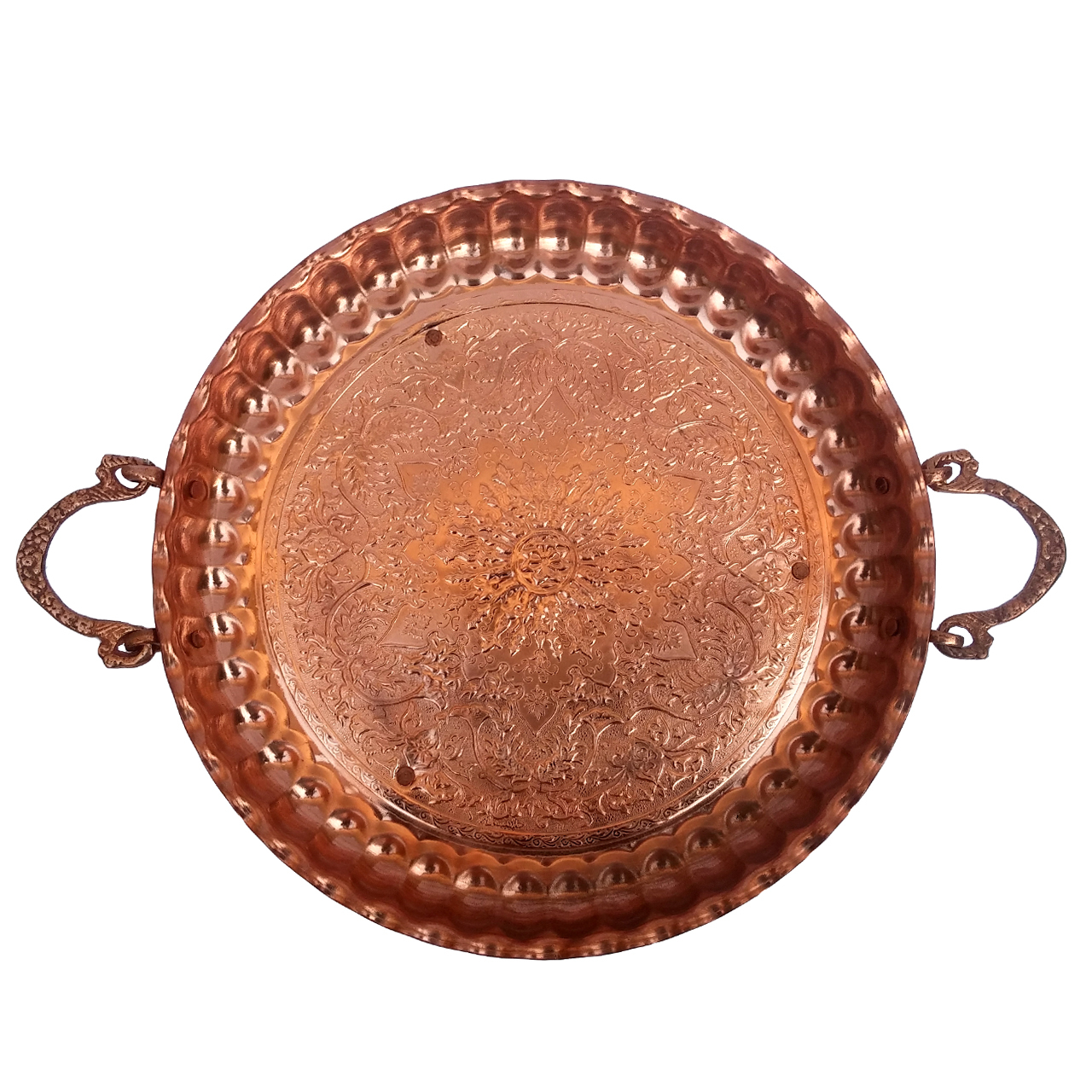 سینی مسی طرح گلریز قطر 36 سانتی متر