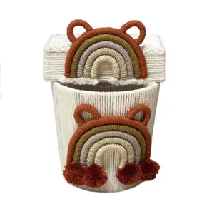  ست سطل و جادستمال کاغذی اتاق کودک مدل رنگین کمان کد 001