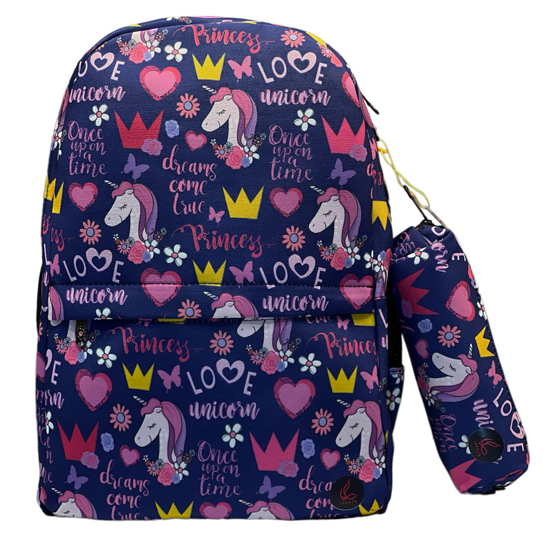 کوله پشتی ساراسا طرح یونیکورن مدل Unicorn Purple 20 به همراه جامدادی