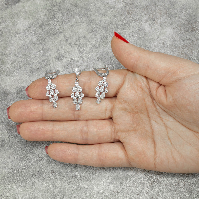 نیم ست نقره زنانه مدل خوشه AMT-N221 نیم ست نقره زنانه مدل خوشه AMT-N221