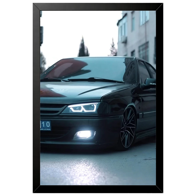 تابلو بکلیت طرح ماشین و خودرو پژو پارس (پرشیا) مدل B-po2159 فریم مشکی