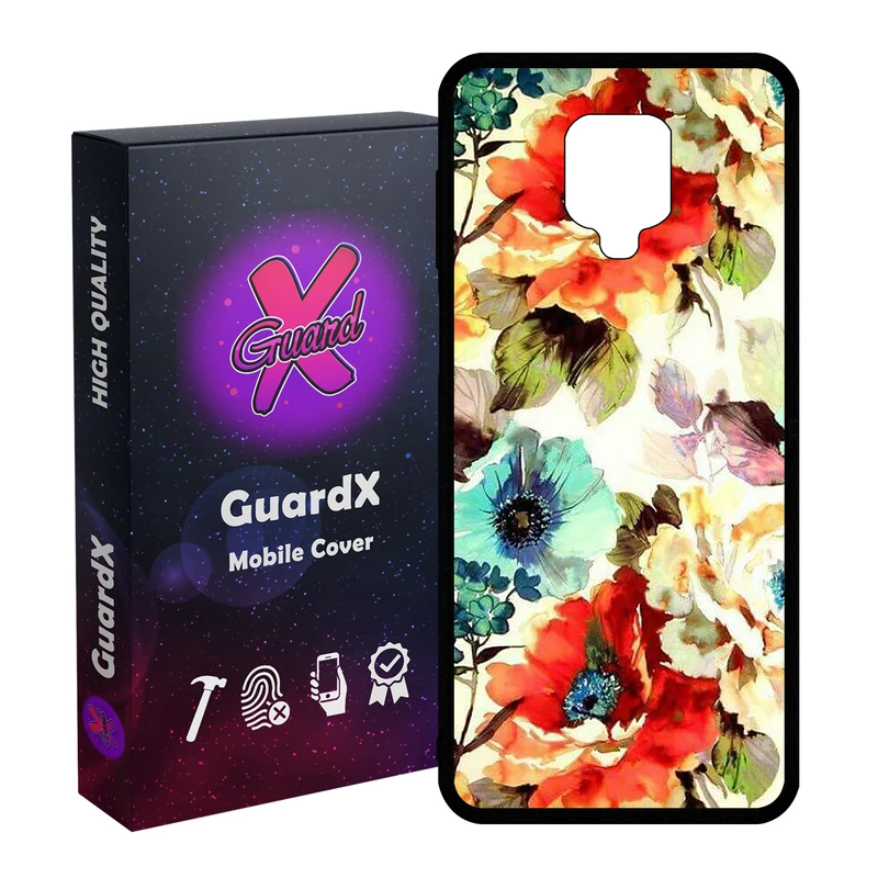 کاور گارد ایکس طرح گل مدل Glass10405 مناسب برای گوشی موبایل شیائومی Redmi Note 9S / Note 9 Pro / Note 9 Pro Max