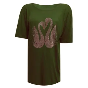 تی شرت آستین کوتاه زنانه مدل فانریپ نگینی دوقو DKCOP 263