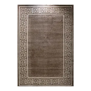 فرش ماشینی 315 شانه فرش ساوین زمینه نسکافه‌ای حاشیه سفید مدل ورساچه