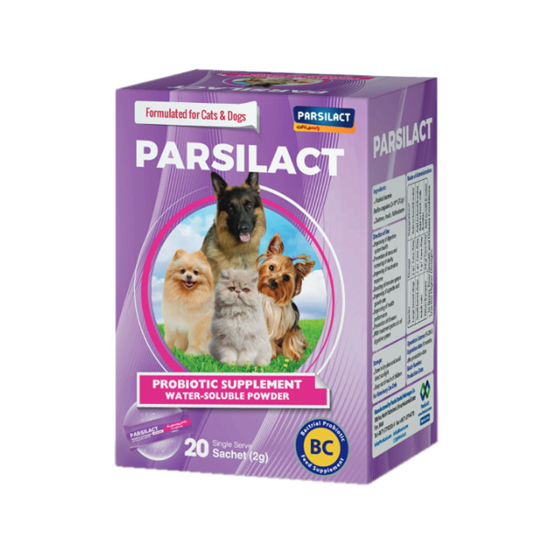مکمل سگ و گربه پارسی لاکت مدل پروبیوتیک Probiotics وزن 40 گرم
