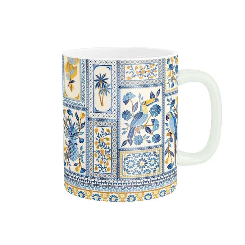 ماگ پاد آفرین مدل کاشی و طوطی کد 325