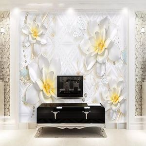 پوستر دیواری سه بعدی مدل گل برجسته سفید DRVFR1202
