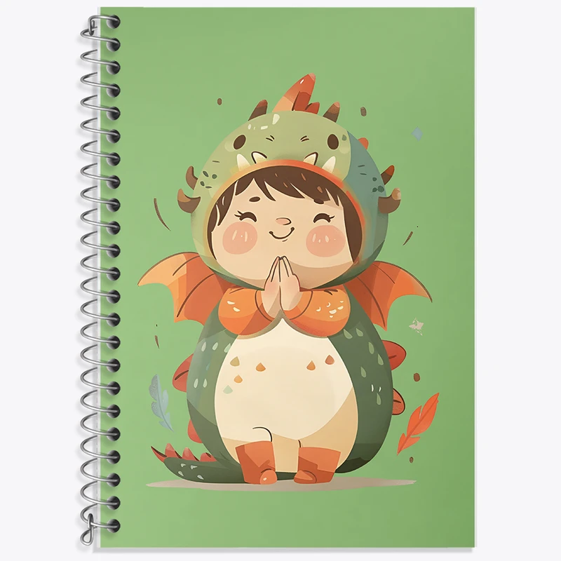 دفتر زبان 50 برگ خندالو مدل دو خط طرح دختر اژدهایی کیوت کد F7410