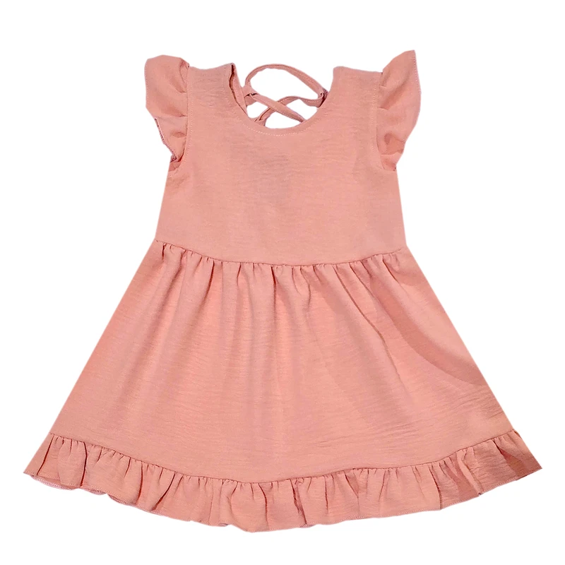 پیراهن بدون آستین یقه گرد دخترانه مدل ابروبادی چین دار