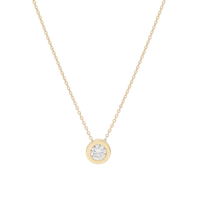 گردنبند طلا 18 عیار زنانه با طرح حلقهای (فلامینگو) کیا گالری مدل دایره تک نگین کد nmoh078